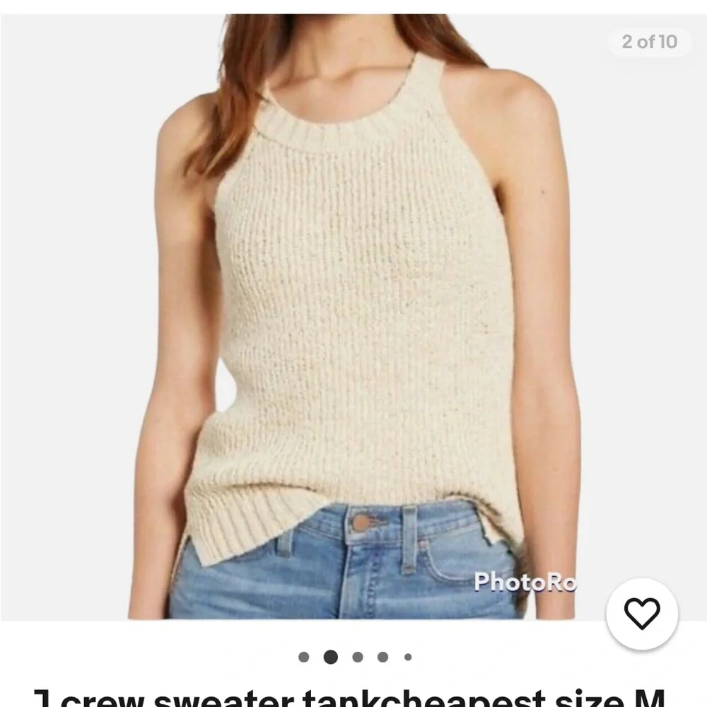 J. Crew High-neck Sweater Tank in Ecru, Sz L - Picture 3 of 16